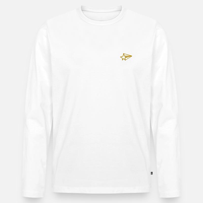 Stern bestickt - Männer Premium Bio Langarmshirt - Weiß