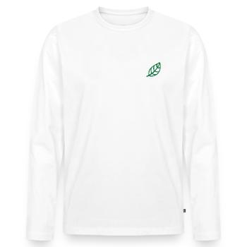 Leaf embroidered - Men's Premium Organic Long Sleeve Shirt - white - Front - Nico (187cm)