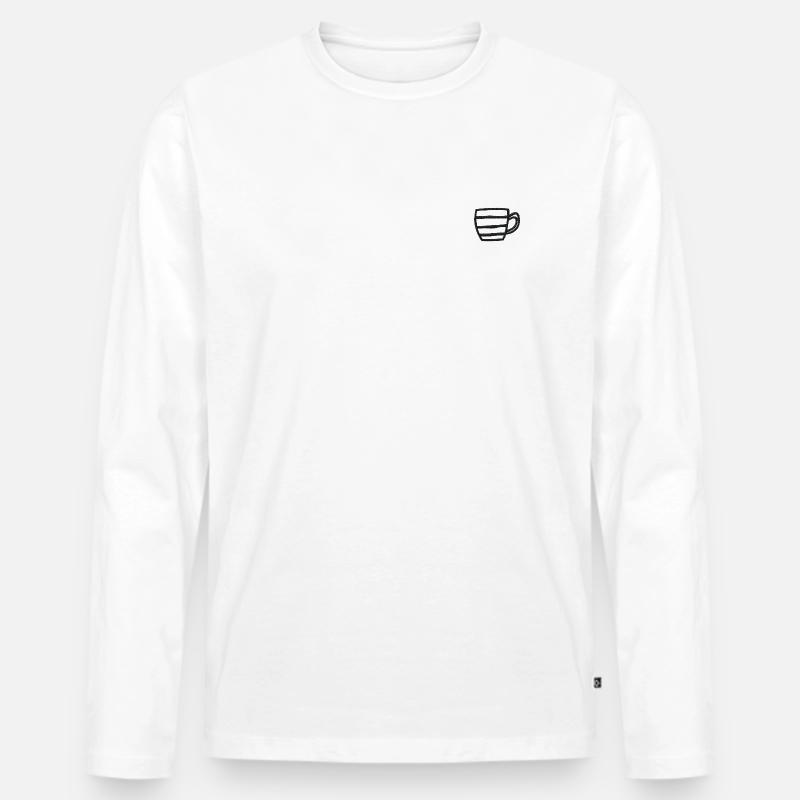 Becher bestickt - Männer Premium Bio Langarmshirt - Weiß
