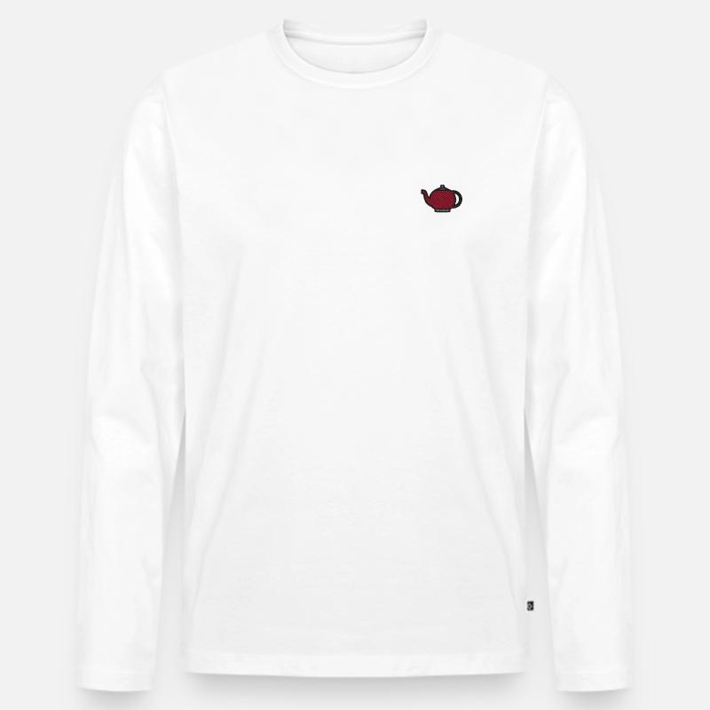 Teekessel bestickt - Männer Premium Bio Langarmshirt - Weiß
