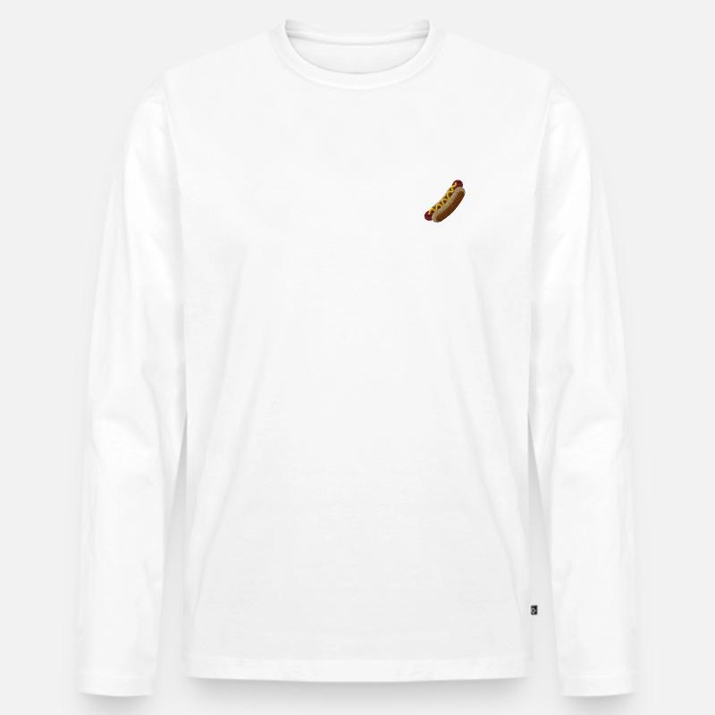 Hot Dog bestickt - Männer Premium Bio Langarmshirt - Weiß