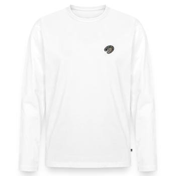Palette de couleurs brodées - T-shirt manches longues Premium bio Homme - blanc - Devant - Nico (187cm)