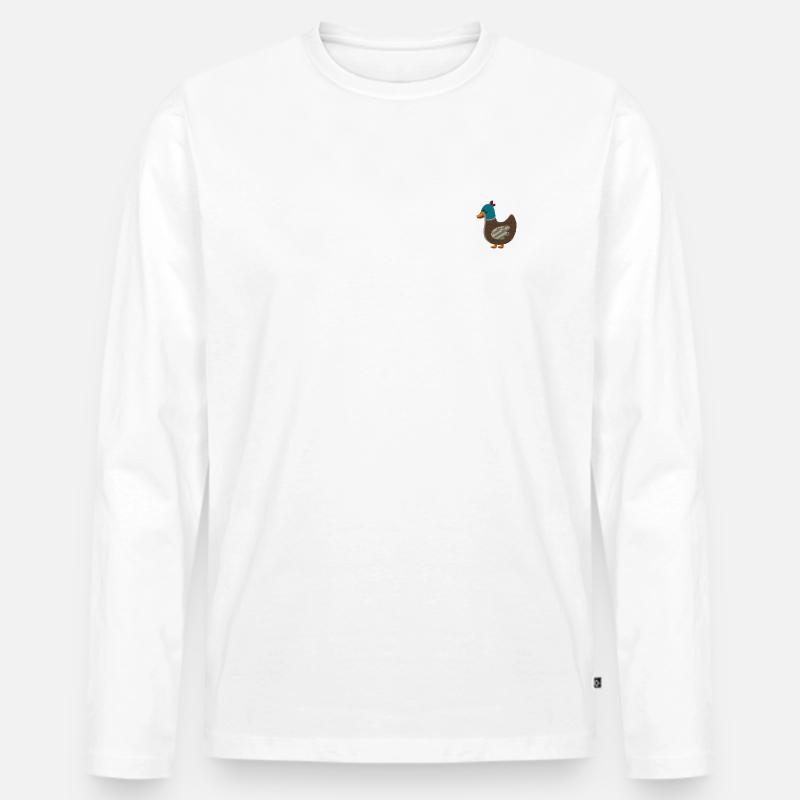 Ente bestickt - Männer Premium Bio Langarmshirt - Weiß