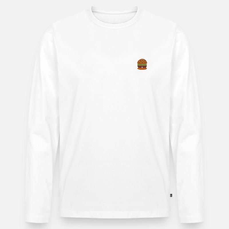 Burger bestickt - Männer Premium Bio Langarmshirt - Weiß