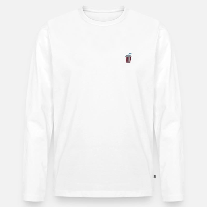 Limonadenbecher bestickt - Männer Premium Bio Langarmshirt - Weiß
