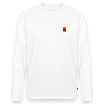 Frites brodées - T-shirt manches longues Premium bio Homme - blanc - Devant - Nico (187cm)