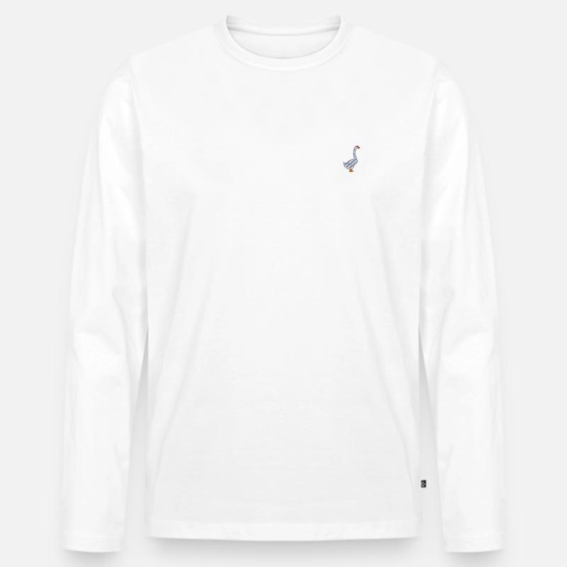 Gans bestickt - Männer Premium Bio Langarmshirt - Weiß