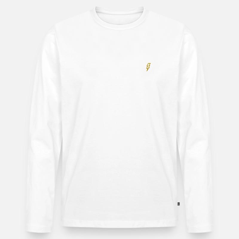 Blitz bestickt - Männer Premium Bio Langarmshirt - Weiß