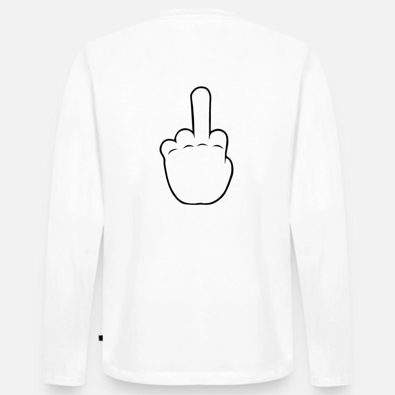 Hand middle finger | BP | Black/White - Männer Premium Bio Langarmshirt - Weiß