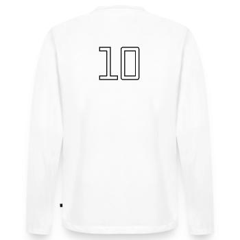 Numéro 10 (Style Université) - T-shirt manches longues Premium bio Homme - blanc - Dos - Nico (187cm)