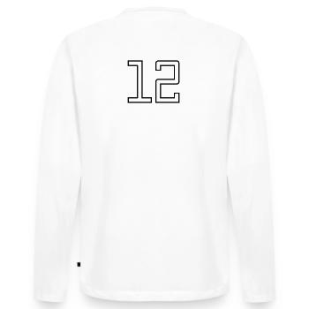 Numéro 12 (Style Université) - T-shirt manches longues Premium bio Homme - blanc - Dos - Nico (187cm)