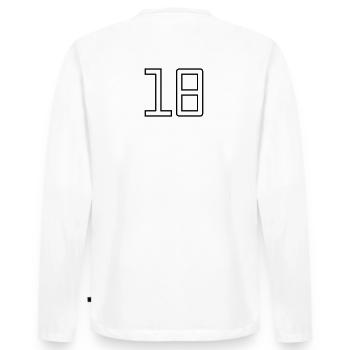 Numéro 18 (Style Université) - T-shirt manches longues Premium bio Homme - blanc - Dos - Nico (187cm)