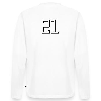Numéro 21 (Style Université) - T-shirt manches longues Premium bio Homme - blanc - Dos - Nico (187cm)