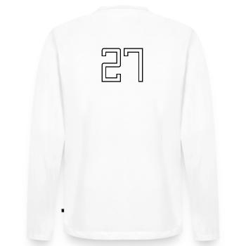 Numéro 27 (Style Université) - T-shirt manches longues Premium bio Homme - blanc - Dos - Nico (187cm)