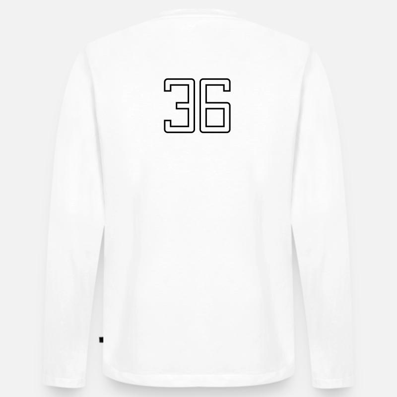 Nummer 36 (Universitätsstil) - Männer Premium Bio Langarmshirt - Weiß