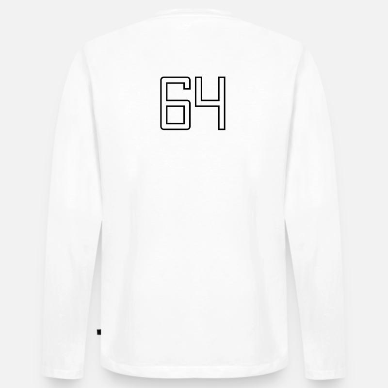 Nummer 64 (Universitätsstil) - Männer Premium Bio Langarmshirt - Weiß