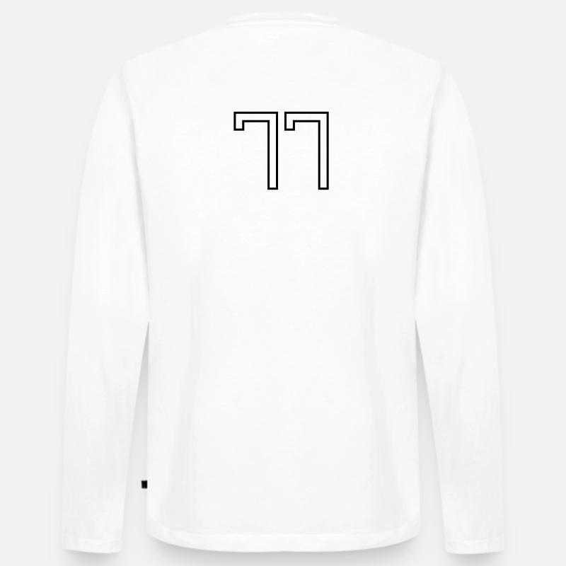 Nummer 77 (Universitätsstil) - Männer Premium Bio Langarmshirt - Weiß