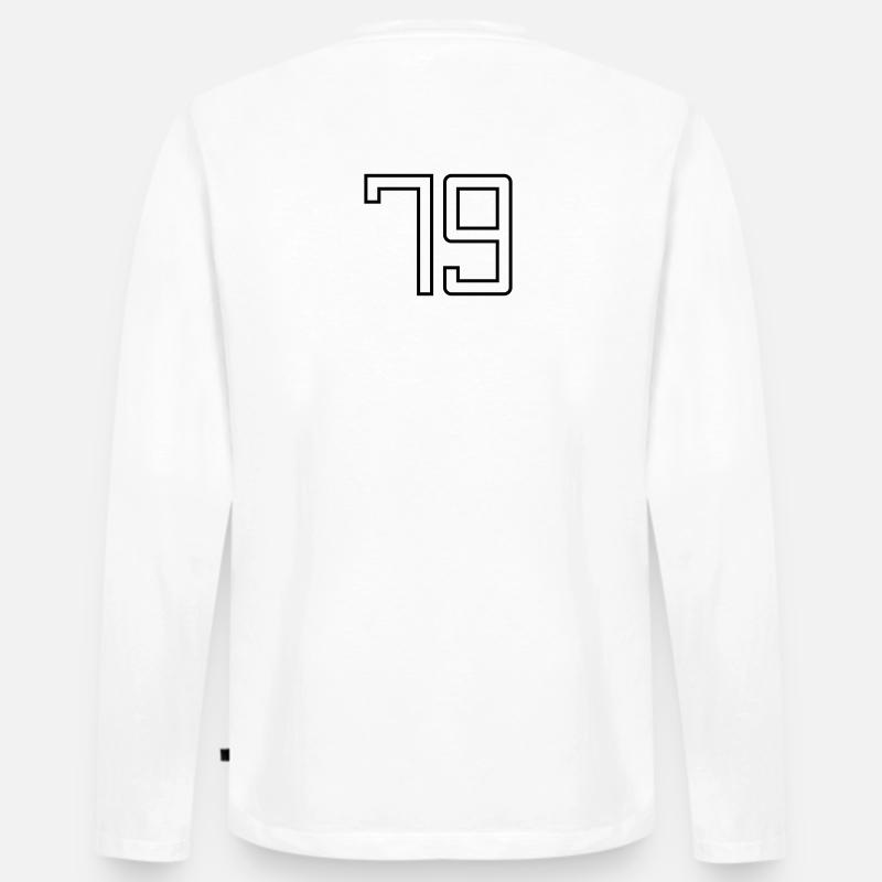 Nummer 79 (Universitätsstil) - Männer Premium Bio Langarmshirt - Weiß