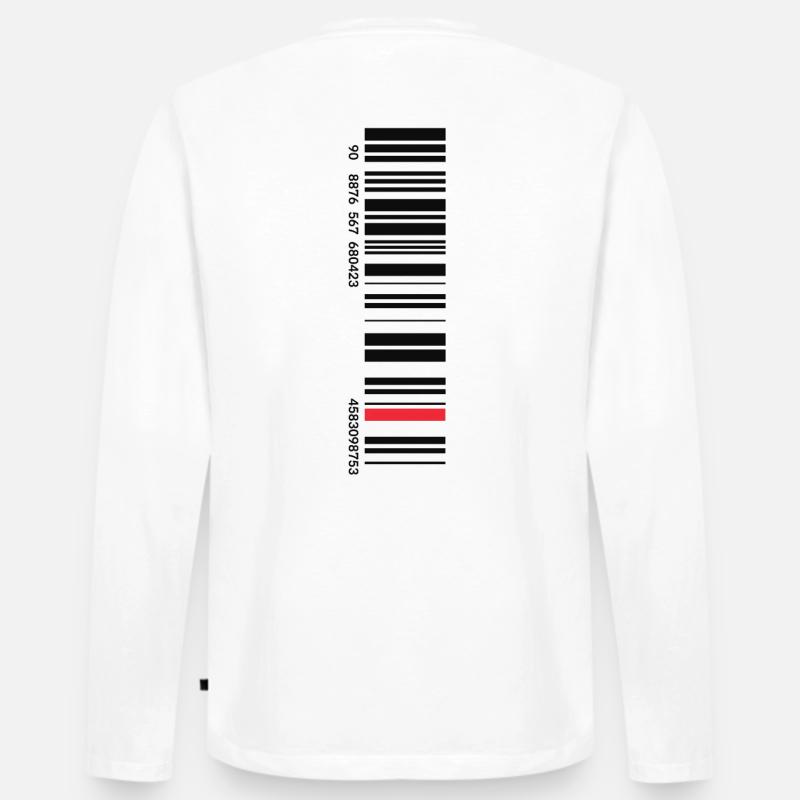Barcode - Männer Premium Bio Langarmshirt - Weiß