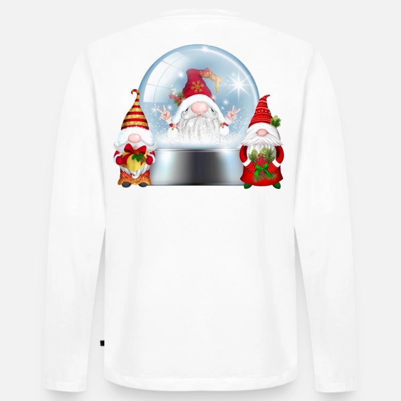 Schneekugel Santa Gnomes Jubel - Männer Premium Bio Langarmshirt - Weiß