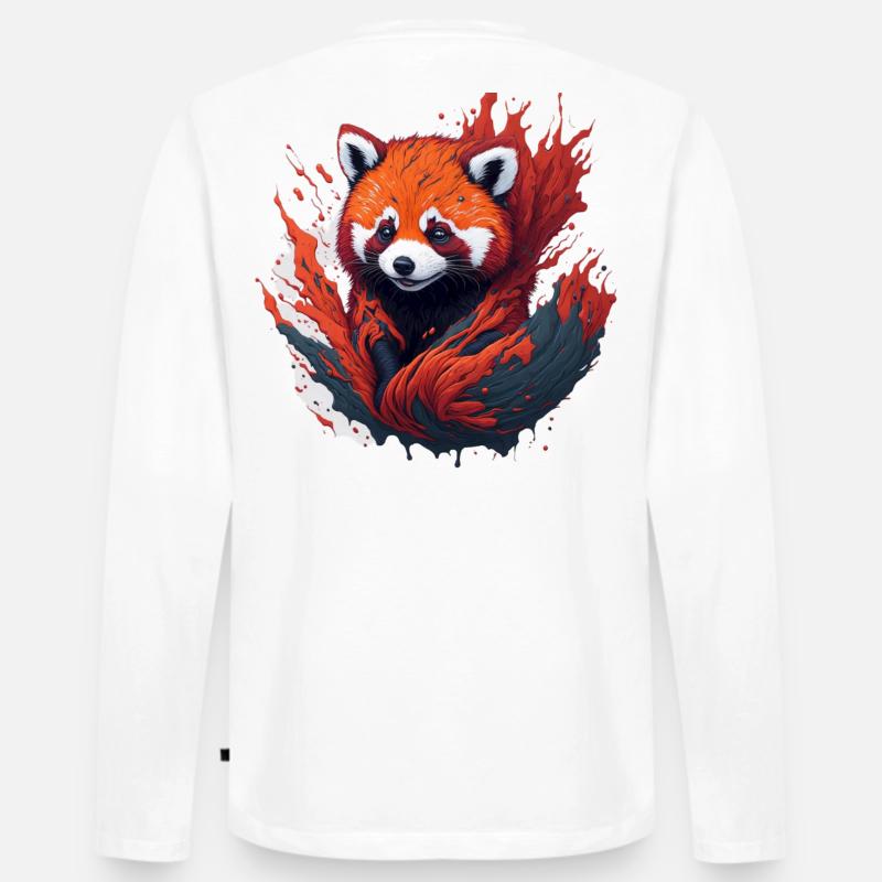 Roter Panda im Farbwirbel - Männer Premium Bio Langarmshirt - Weiß