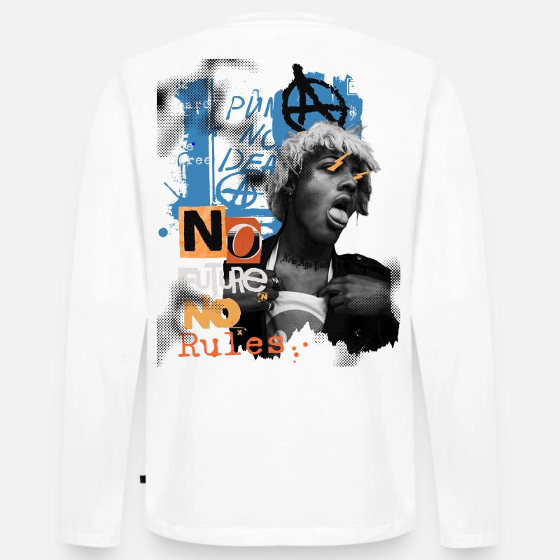 Punk No Future Neon Rebel - Männer Premium Bio Langarmshirt - Weiß