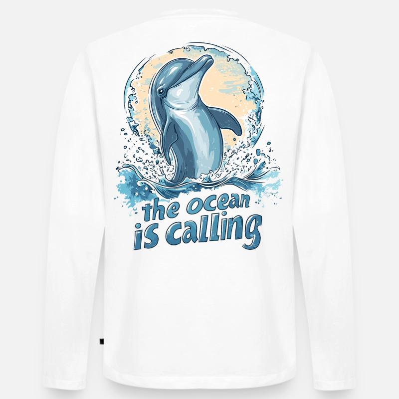 Delfin - save the ocean - Männer Premium Bio Langarmshirt - Weiß