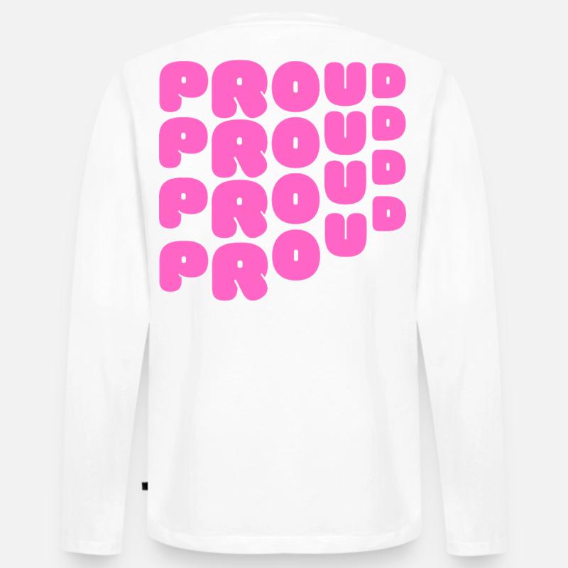 Pride / CSD / LGBTQ+ Design "PROUD" - Männer Premium Bio Langarmshirt - Weiß