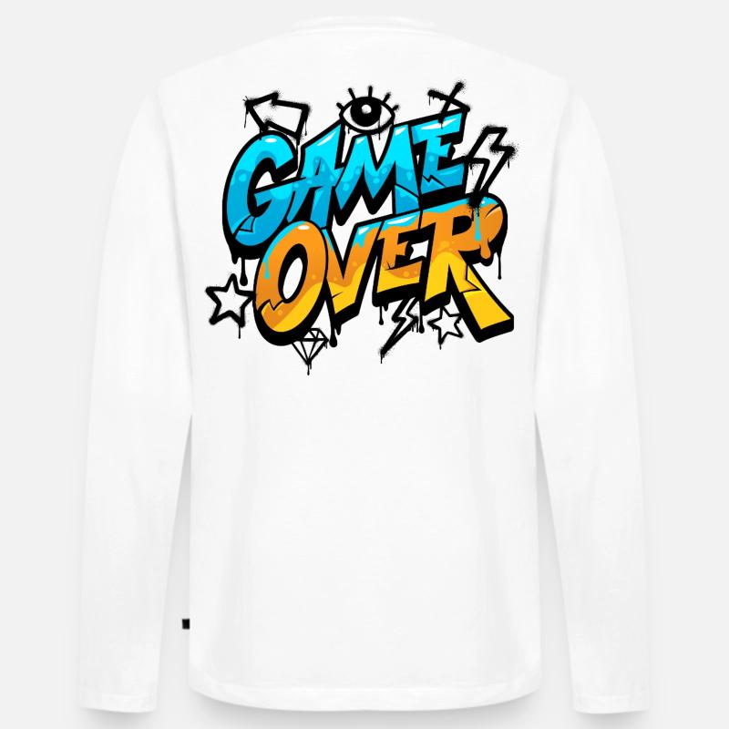 Game Over Graffiti Neon Gradient - Männer Premium Bio Langarmshirt - Weiß