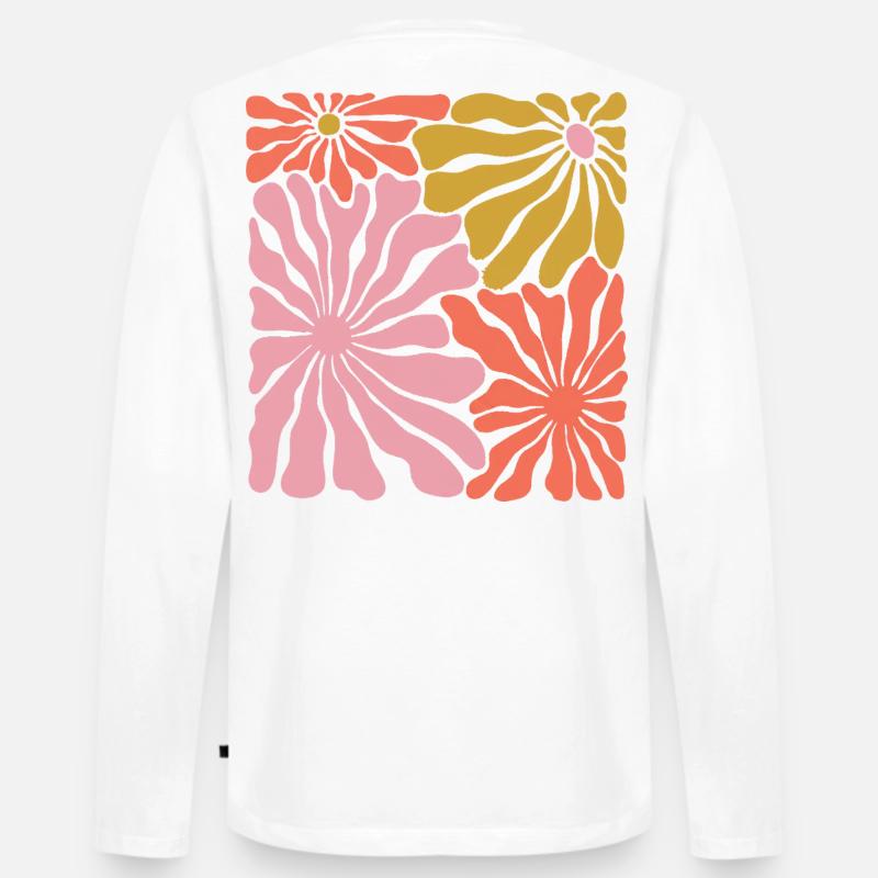 Frühlingsblüten Pop-Art Muster - Männer Premium Bio Langarmshirt - Weiß