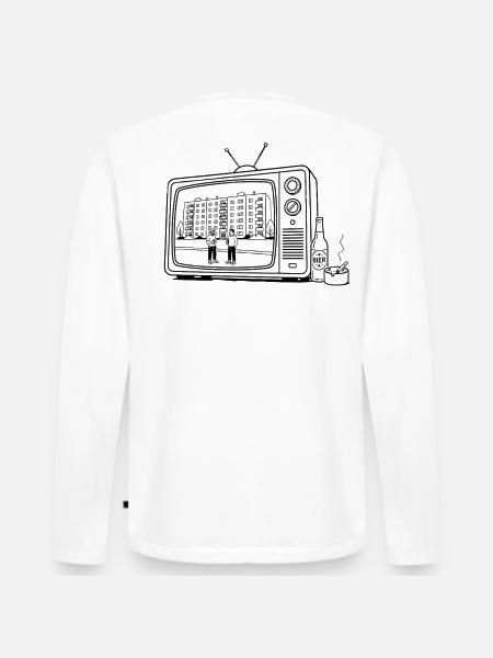 Ostblock TV - Männer Premium Bio Langarmshirt - Weiß