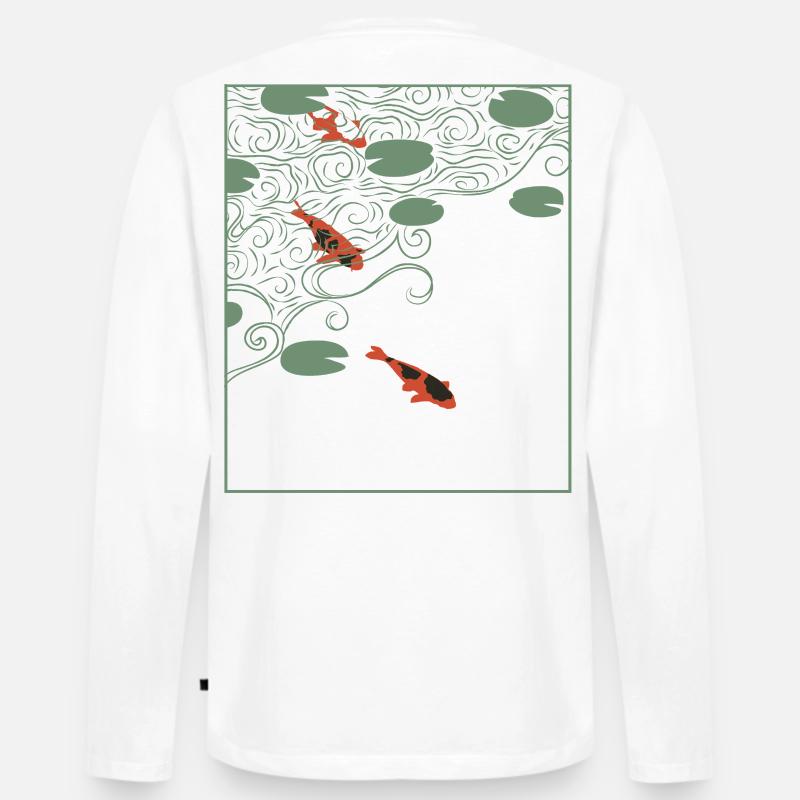Wabi-sabi-Stil Koi-Karpfen - Männer Premium Bio Langarmshirt - Weiß