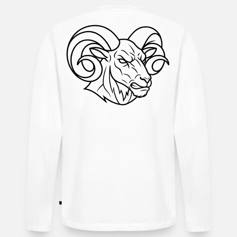 Starker Widderkopf - Männer Premium Bio Langarmshirt - Weiß