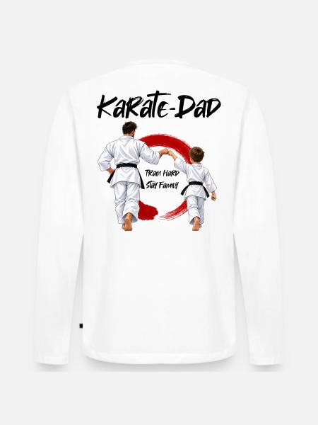 Karate Dad mit Sohn - Männer Premium Bio Langarmshirt - Weiß