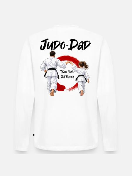 Judo Dad mit Tochter - Männer Premium Bio Langarmshirt - Weiß