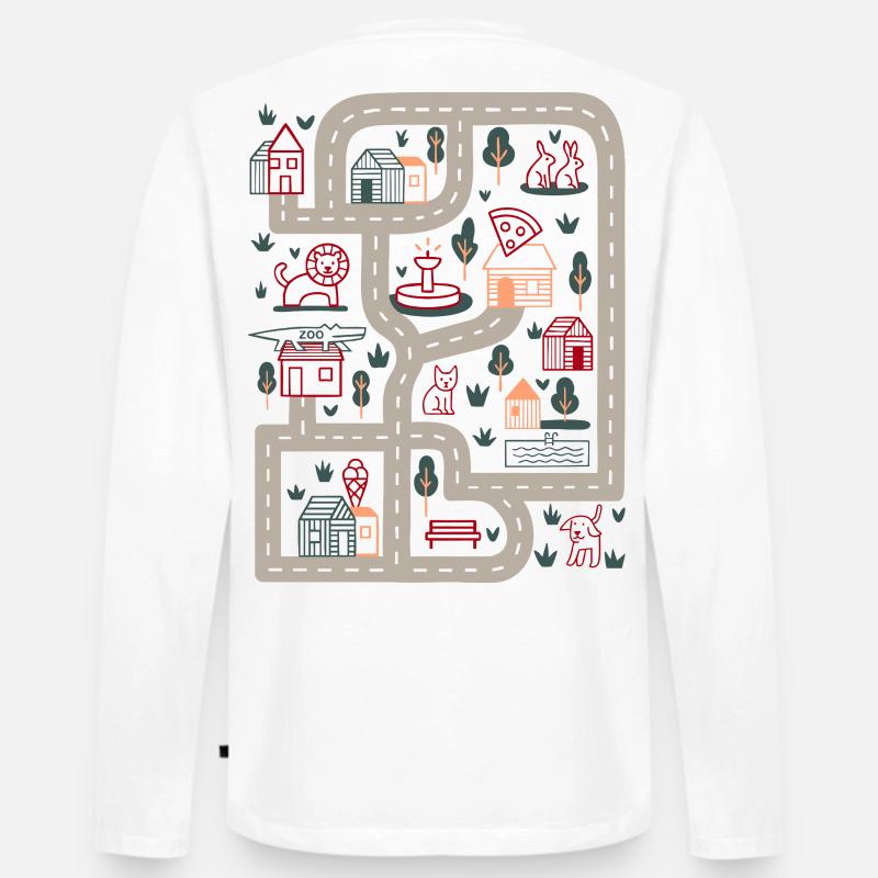 Kartenpfad Bunte Dorfwelt - Männer Premium Bio Langarmshirt - Weiß