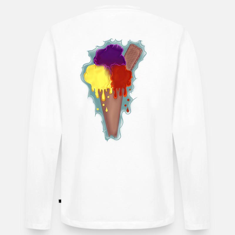 Regenbogen Eis  - Männer Premium Bio Langarmshirt - Weiß