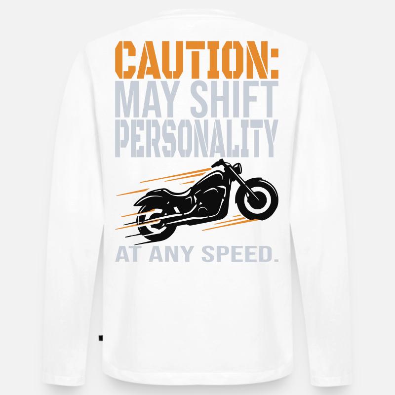 Caution – Personality Shift Biker Design - Men's Premium Organic Long Sleeve Shirt - white