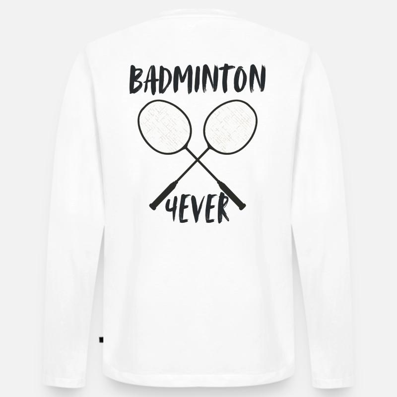 Badminton Forever Schläger - Männer Premium Bio Langarmshirt - Weiß