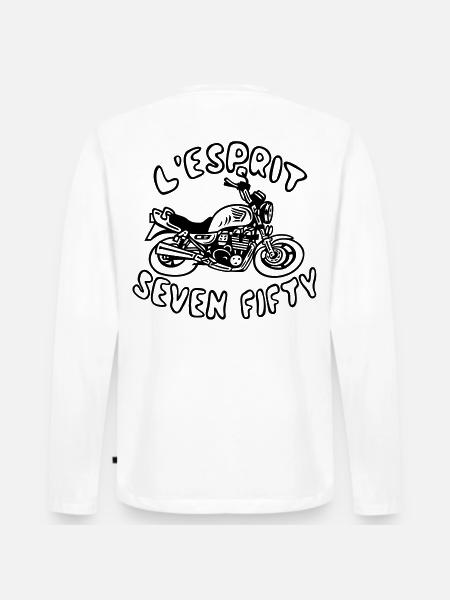 L'esprit Seven Fifty - T-shirt manches longues Premium bio Homme - blanc