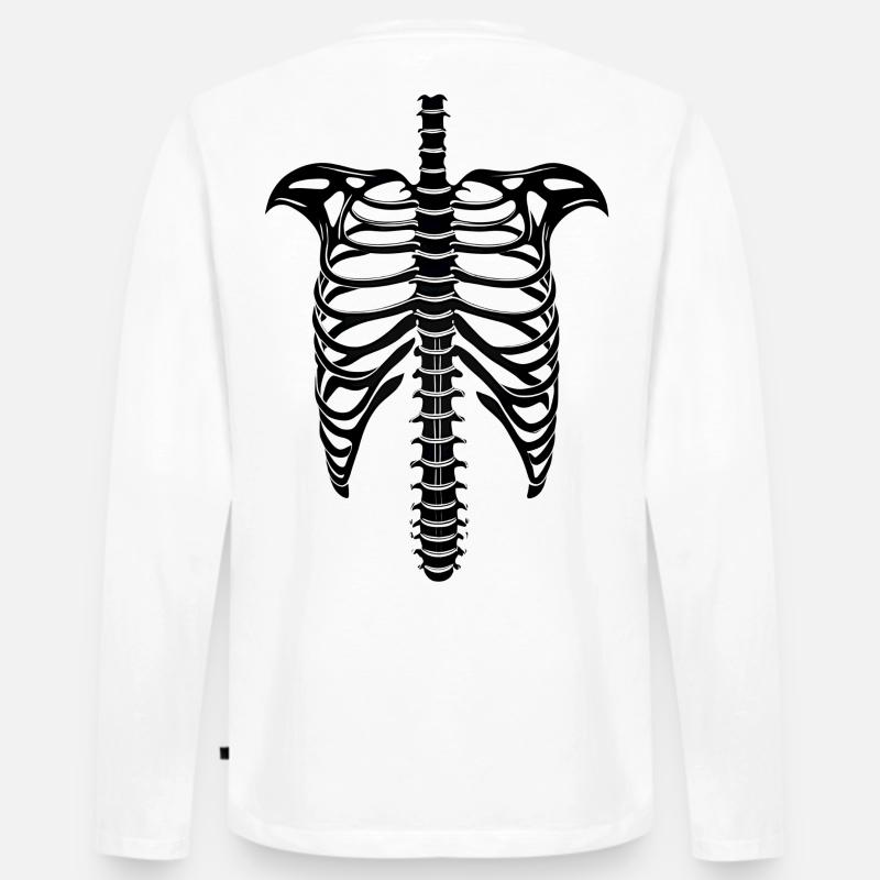 Halloween, Brustkorb, Skelett - Männer Premium Bio Langarmshirt - Weiß