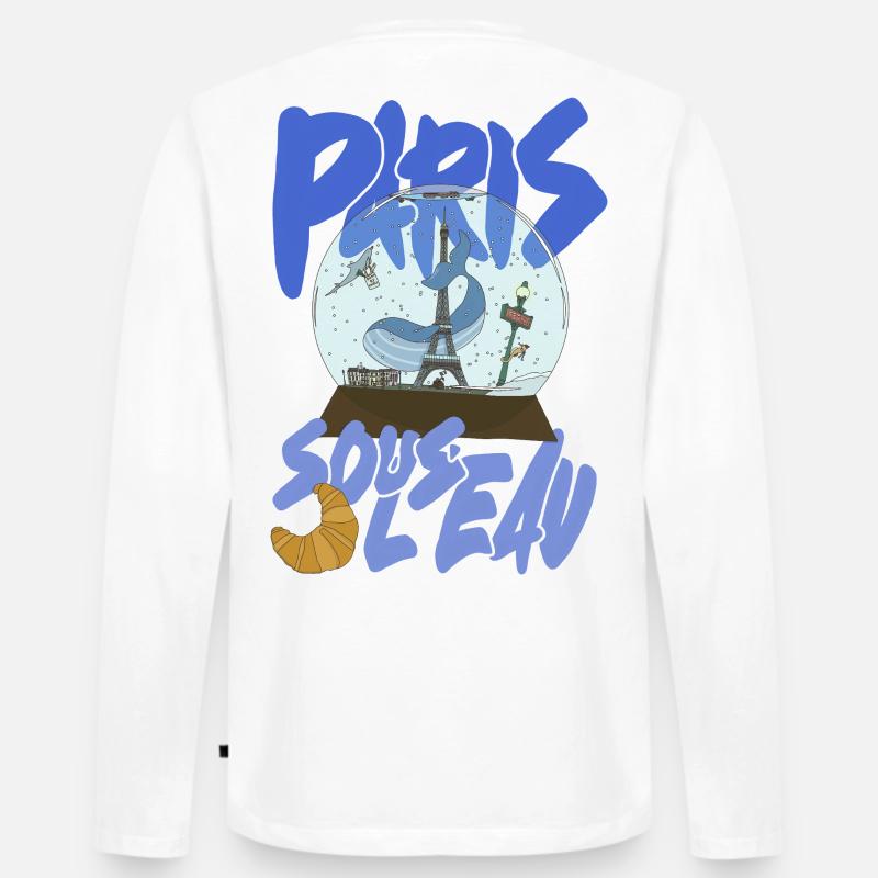 Paris Schneekugel Blau – Eiffel-Ikone - Männer Premium Bio Langarmshirt - Weiß
