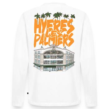 Hyeres Palmiers Graffiti - Männer Premium Bio Langarmshirt - Weiß - Hinten - Nico (187cm)