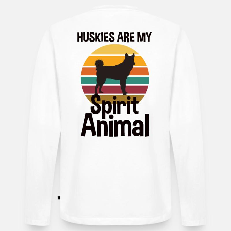 Husky Retro Design Geschenk - Männer Premium Bio Langarmshirt - Weiß
