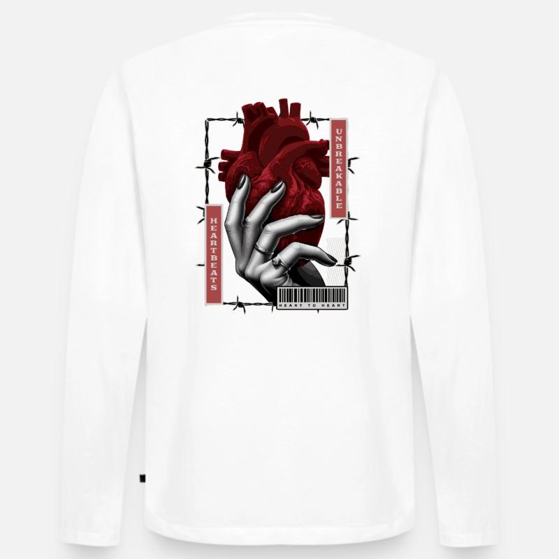 Unbreakable Heartbeats - Männer Premium Bio Langarmshirt - Weiß