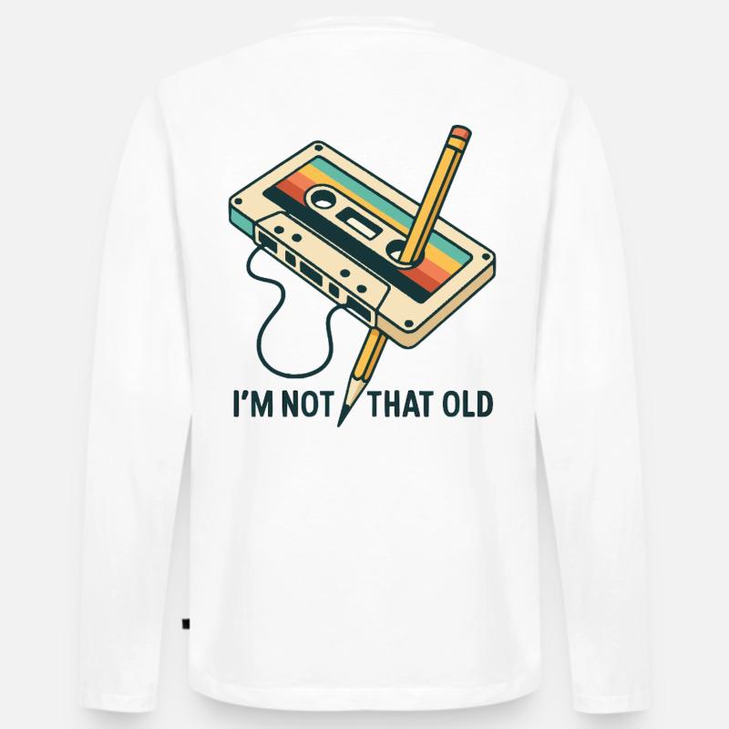 Retro Kassette mit Bleistift - Männer Premium Bio Langarmshirt - Weiß