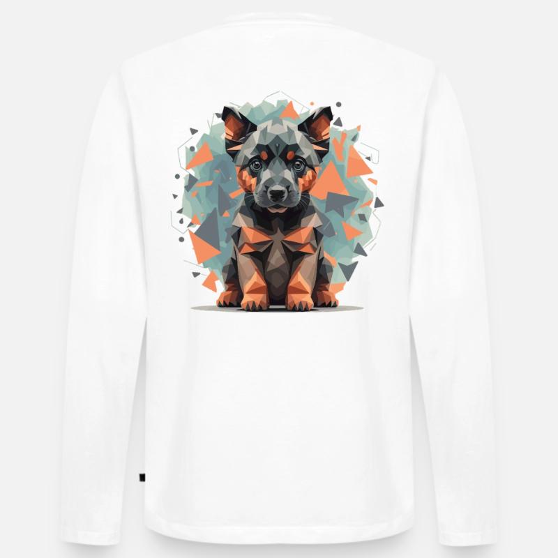 Low-Poly Deutscher Schäferhund - Männer Premium Bio Langarmshirt - Weiß