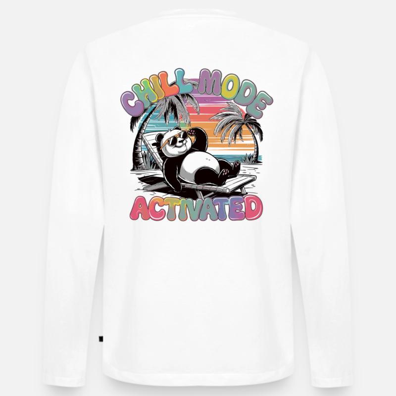 Chillender Panda im Urlaubsmodus - Männer Premium Bio Langarmshirt - Weiß