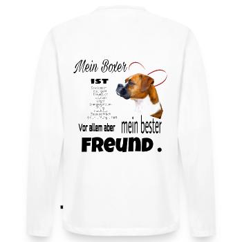 Chemise de boxeur allemande - T-shirt manches longues Premium bio Homme - blanc - Dos - Nico (187cm)