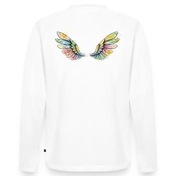 Wing - Men's Premium Organic Long Sleeve Shirt - white - Back - Nico (187cm)